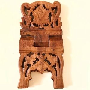 Vintage Hand Carved Indian Book Stand Folding Wood